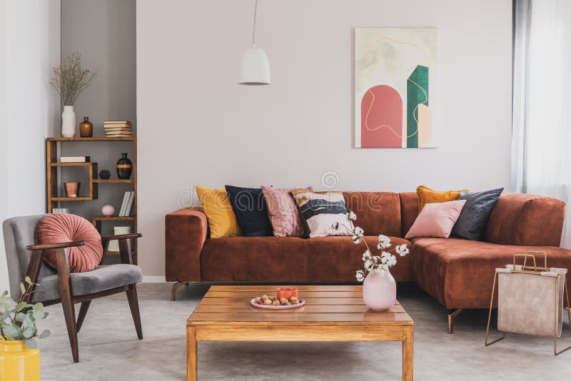 Cozy Living Room Interior with Sofa Stock Photo - Image of lifestyle
