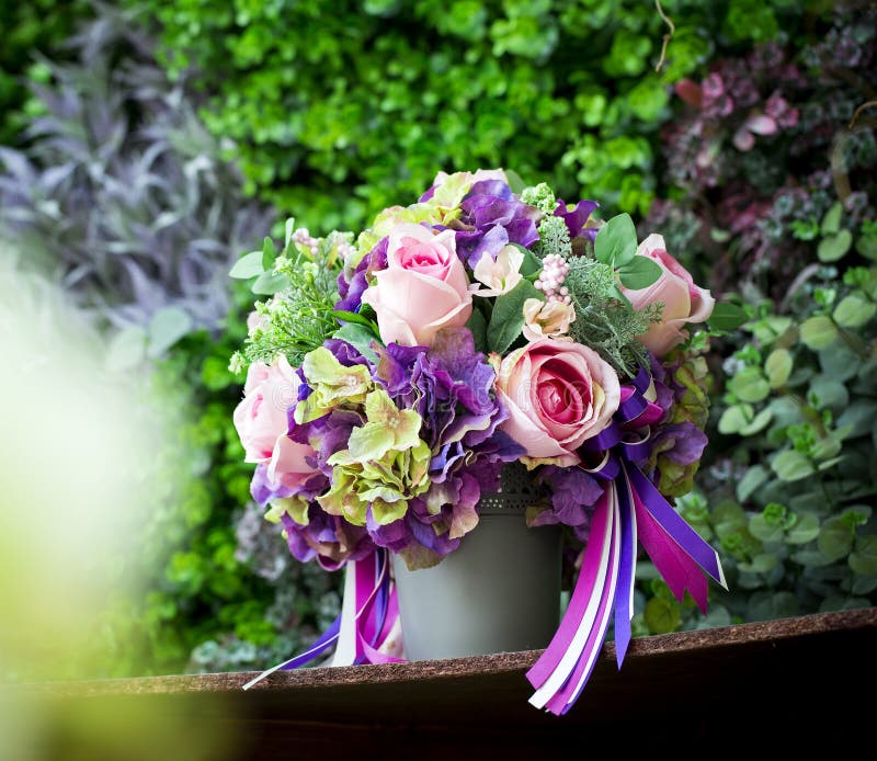 Flowers for the Wedding Ceremony. Beautiful Decoration Stock Photo