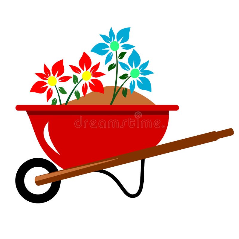 Wheelbarrow Full Of Flowers Stock Vector - Illustration of homes, retro ...