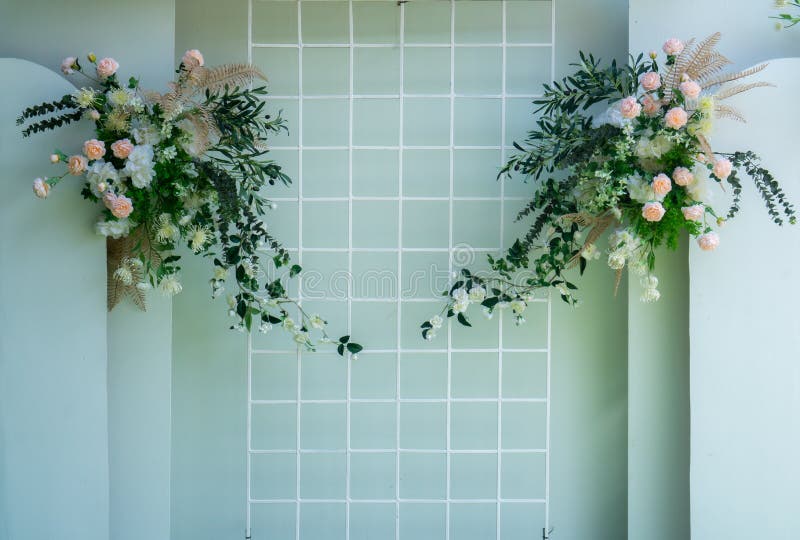 Flowers on White Background , Wedding Decorations Stock Photo Image