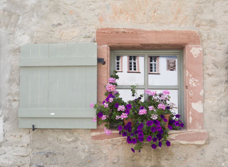 Flowers in window boxes stock image. Image of bloomed 18376145