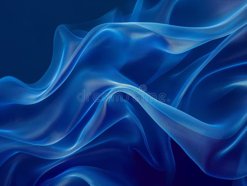 Flowing Blue Silk Fabric Waves stock photo