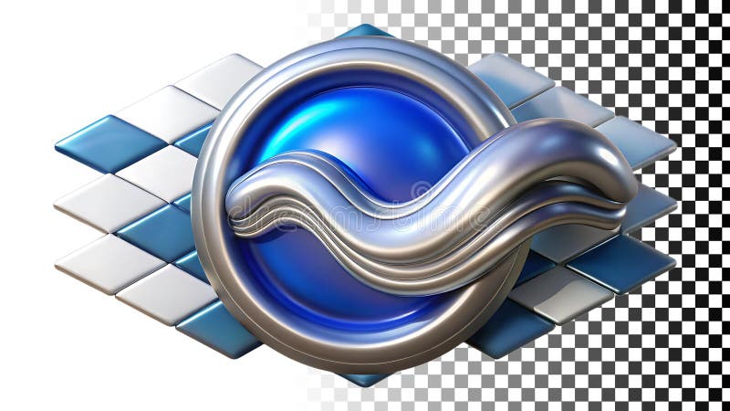 Flowing blue wave symbol with dynamic motion, showcasing abstract water and fluid design png transparent image Generative AI royalty free illustration
