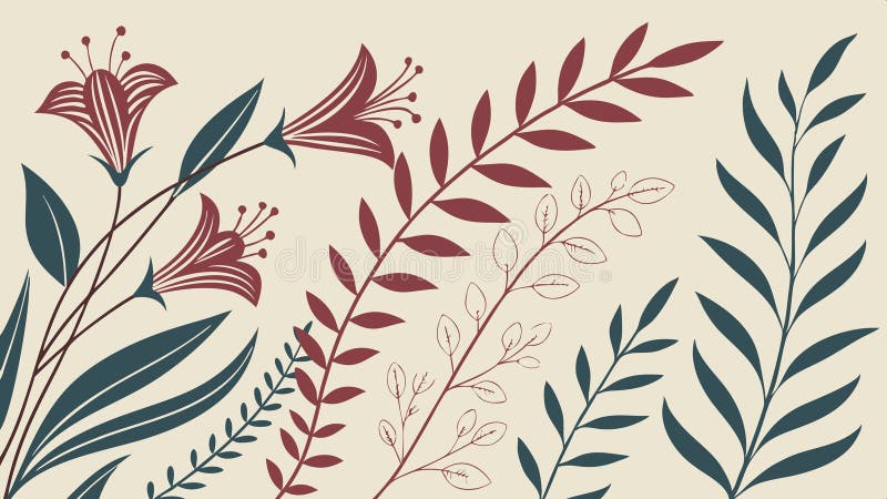 Flowing branches with detailed leaves botanical vector art vector design Generative AI royalty free illustration