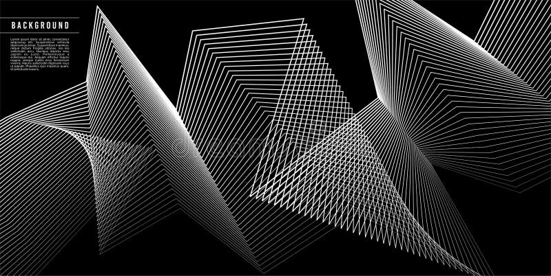 Flowing dynamic sharp line abstract background stock illustration