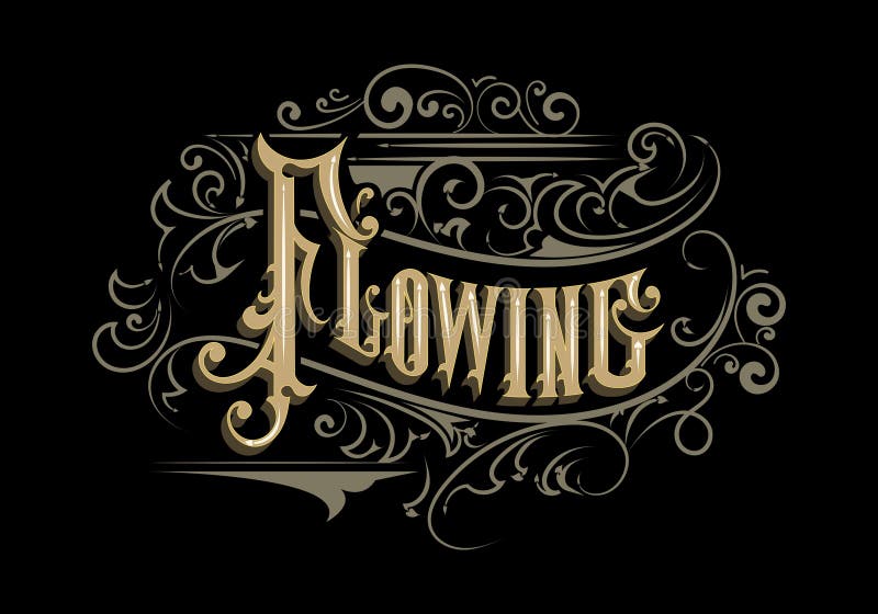 FLOWING lettering custom style design stock illustration