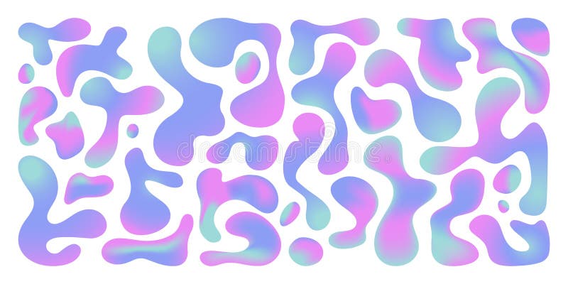Flowing liquid abstract shapes in gradient colors stock illustration