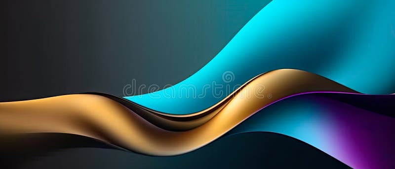 Flowing pattern in blue and gold color, generative ai royalty free illustration
