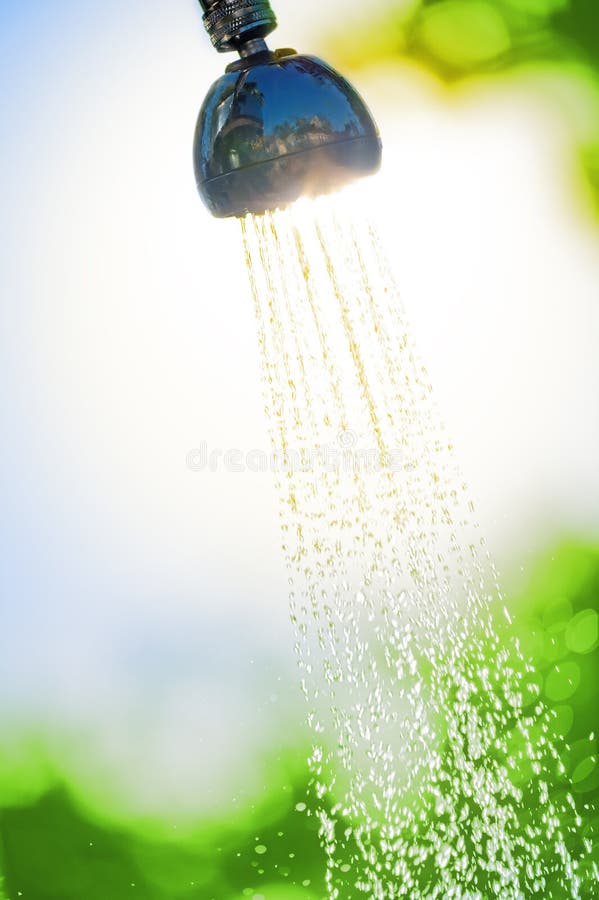 Flowing Water from a Watering Can Shower Stock Photo Image of health
