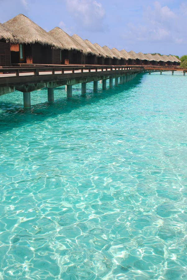 Flucht-Insel-Feiertag auf Overwater-Bungalow stockfoto