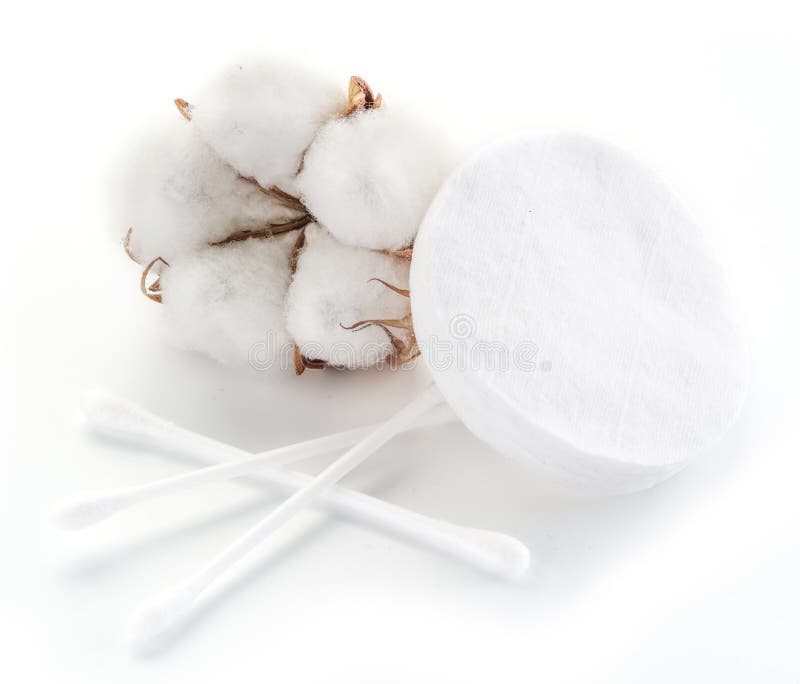 Fluffy Cotton Ball and Cotton Swabs and Pads. Stock Image Image of close, production 86355667