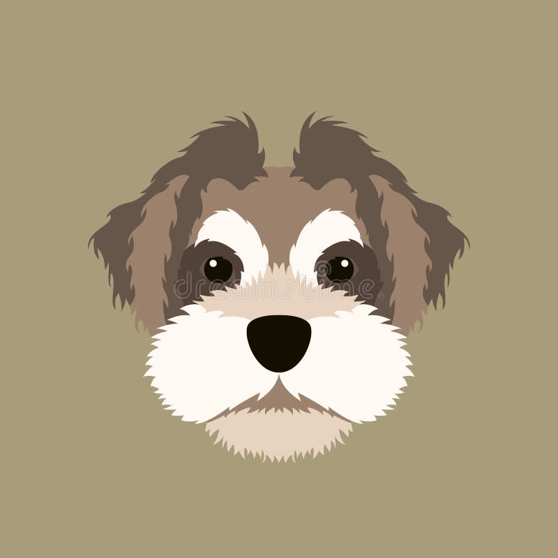 Fluffy Dog Head Vector Illustration Style Stock Vector Illustration