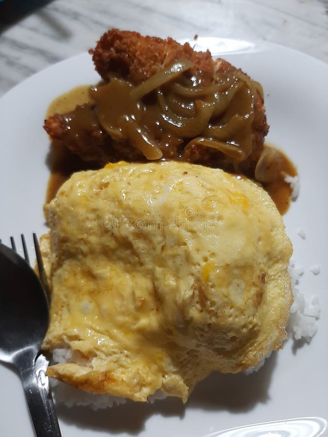 Fluffy Egg with Korean Chicken Steak Stock Photo Image of steak, breakfast 264494270