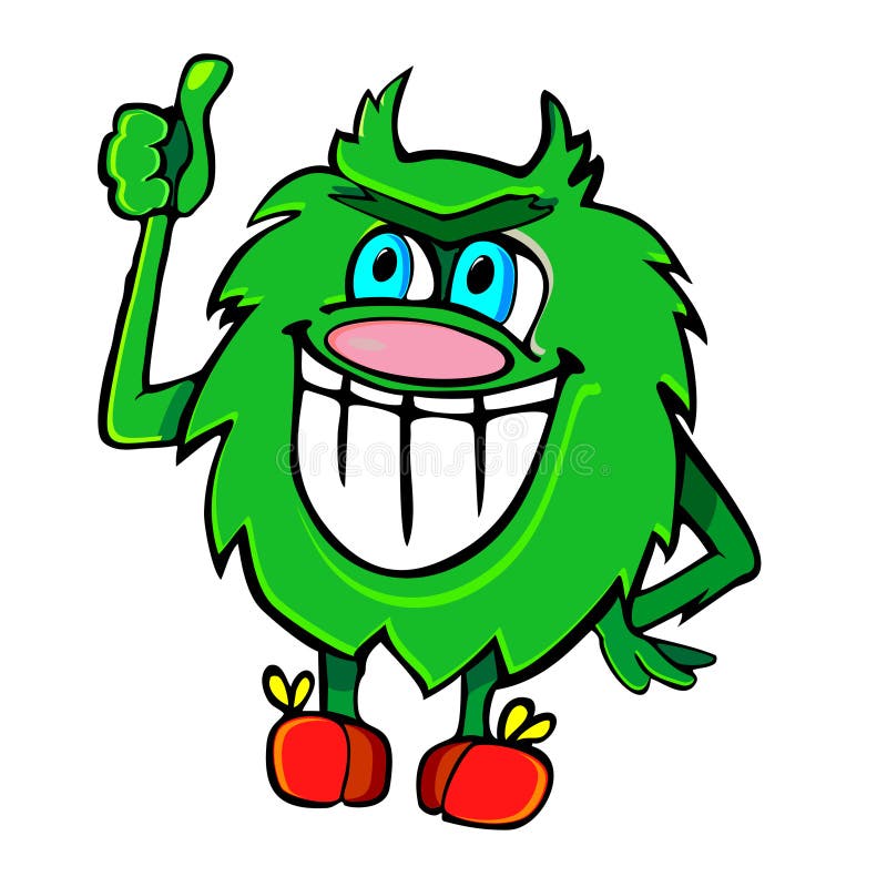 Fluffy green monster stock vector. Illustration of monster 19496151