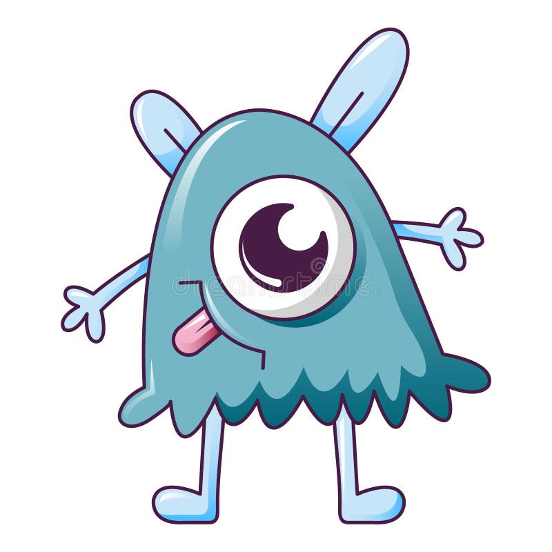 Fluffy monster icon, cartoon style stock illustration