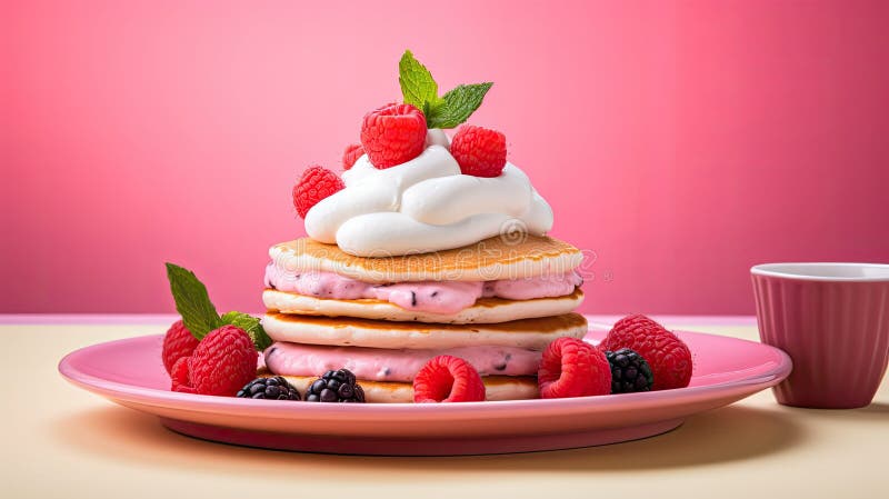 Fluffy pink plate vector illustration