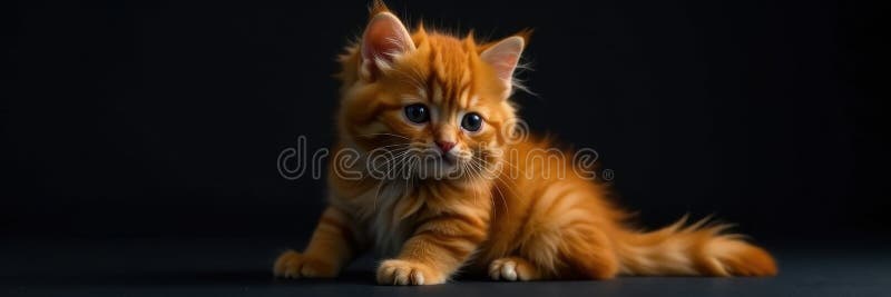 Fluffy Red Scottish Kitten auffallend schwarze Kulisse bezaubernd junge vektor abbildung