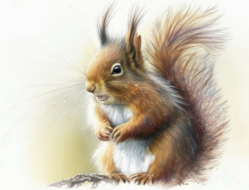 A Fluffy Squirrel with a Gleeful Smile Twitching Its Whiskers. Cute