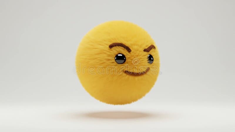 Fluffy Yellow Caractère Sourire Expression sur fond blanc illustration libre de droits