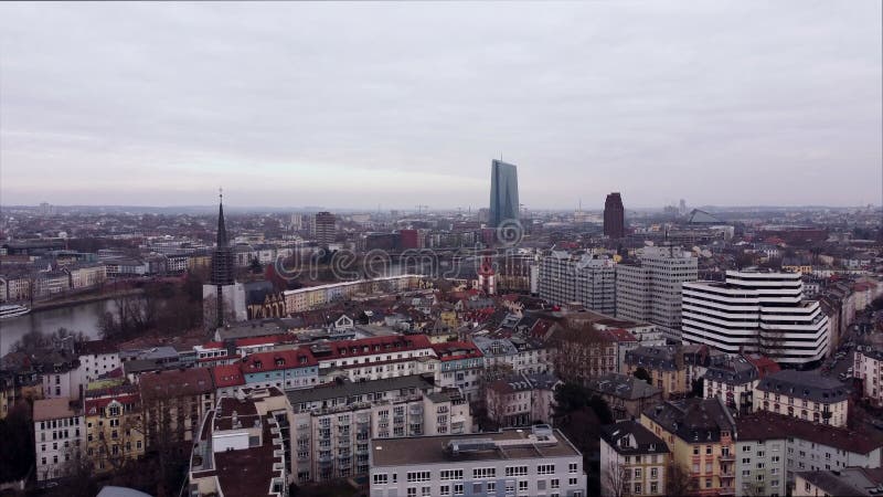 Flug über der Stadt Frankfurt am Main Deutschland stock video footage
