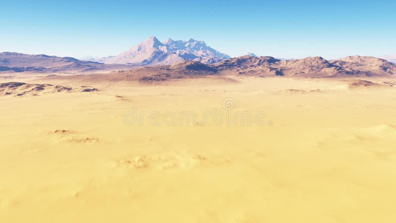Flug über der Wüstenlandschaft, roter Planet