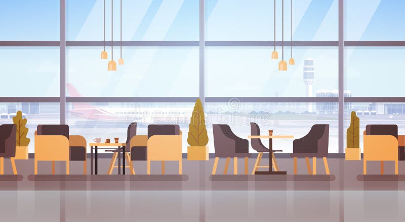 Flughafen, der herein Hall Departure Terminal Interior Check wartet vektor abbildung