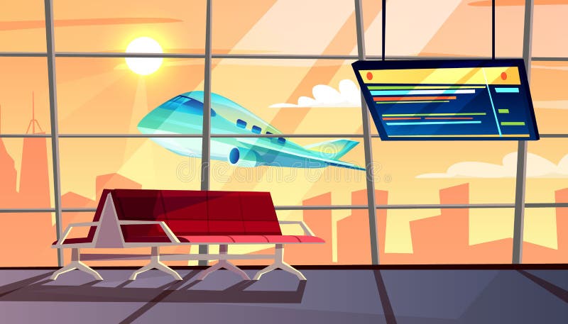 Flughafenabfertigungsgebäude mit Flugplanvektorillustration stock abbildung Flughafenabfertigungsgebäude mit Flugplanvektorillustration stock abbildung