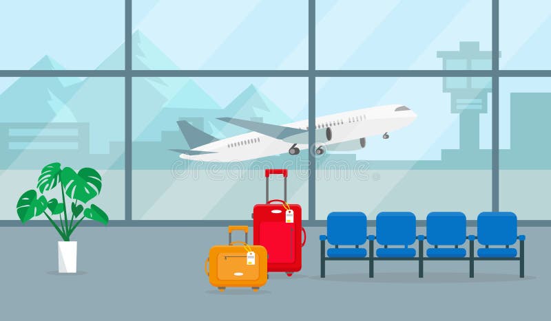 Flughafenhalle oder Wartezimmer Vector-Illustration stock abbildung