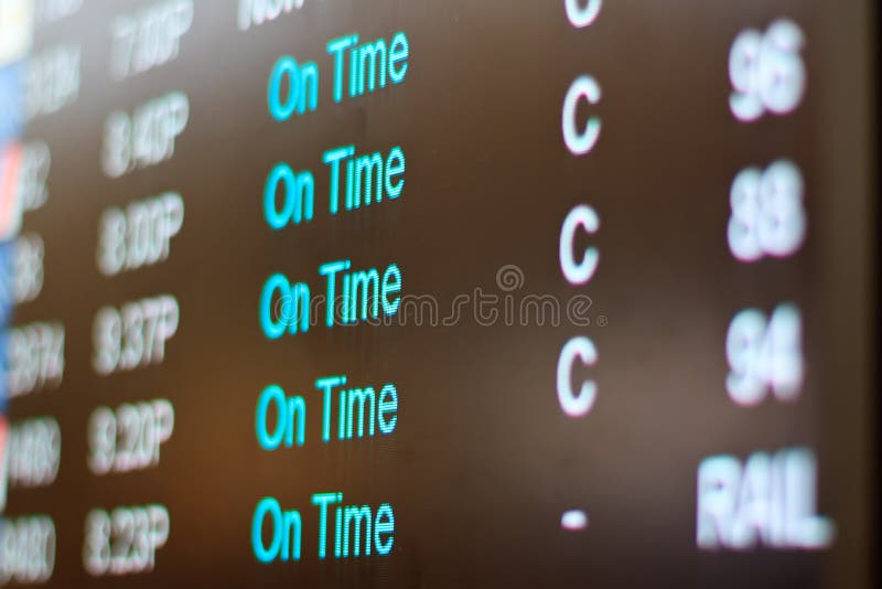 Airport terminal showing multiple messages for planes. Airport terminal showing multiple messages for planes