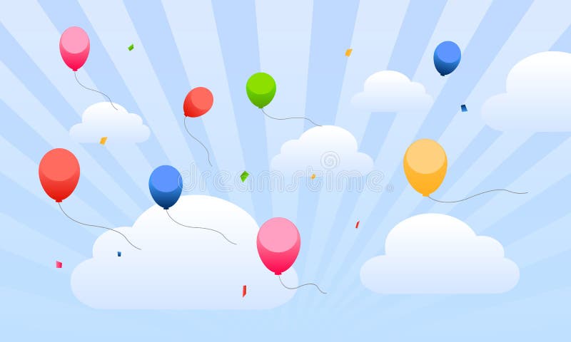 Flugwesenballone im Himmel für Kinder lizenzfreie abbildung Flugwesenballone im Himmel für Kinder lizenzfreie abbildung