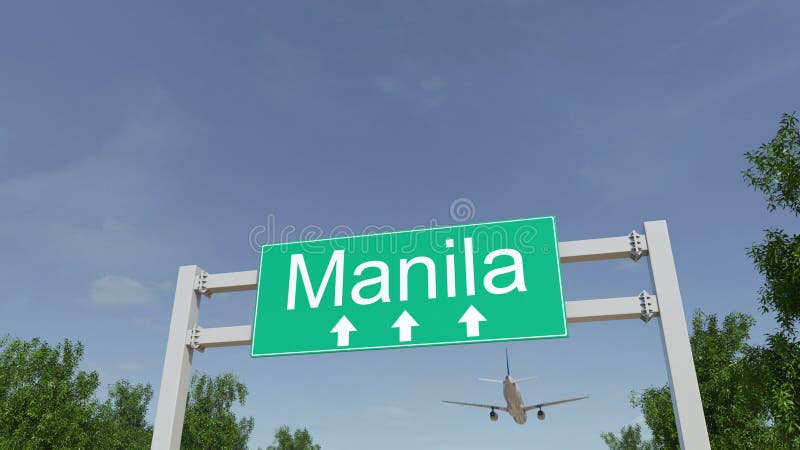 Flugzeug, das zu Manila-Flughafen ankommt Reisen zu Philippinen-Begriffs-Wiedergabe 3D lizenzfreies stockfoto Flugzeug, das zu Manila-Flughafen ankommt Reisen zu Philippinen-Begriffs-Wiedergabe 3D lizenzfreies stockfoto