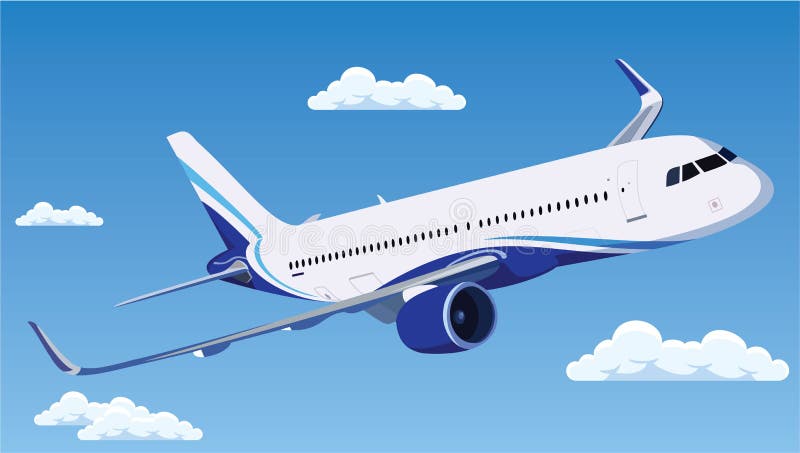 Flugzeug am Himmel. Jet Flugzeug Fliegen in Wolken Flugzeuge Reise-und  Urlaubsflugzeuge. Vektor Abbildung - Illustration von cape, neaten:  218214002