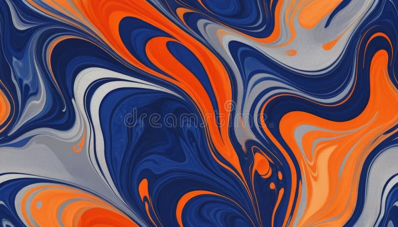 Fluid Abstract Swirl, Marbling Texture in Vibrant Blue Orange and Gray Hues Creates a Dynamic and Stylish Design Perfect for royalty free illustration