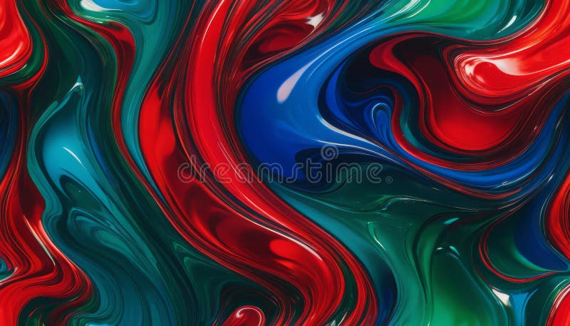 Fluid Abstract Swirls of Vibrant Red Blue and Green Paint Colors Create a Psychedelic Art Background royalty free illustration