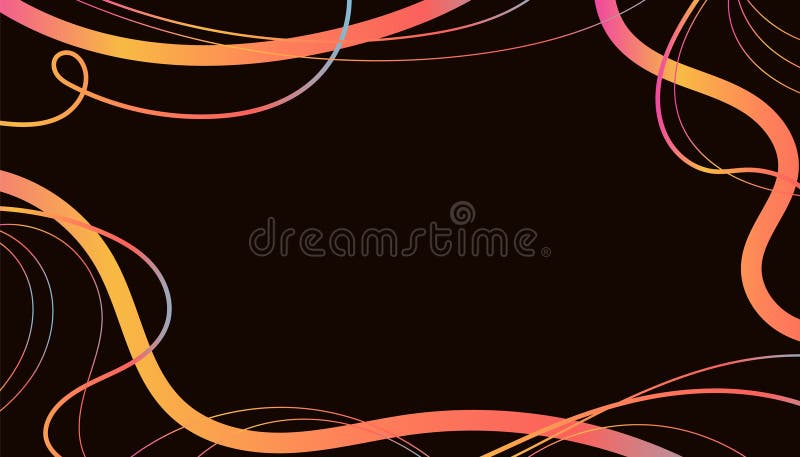 Fluid Abstract Wavy Lines and Scribble Sketches with Vibrant Colors on a Black Background. Playful geometric fluid organic shapes isolated. Trendy colorful freehand line doodles. Vector illustration