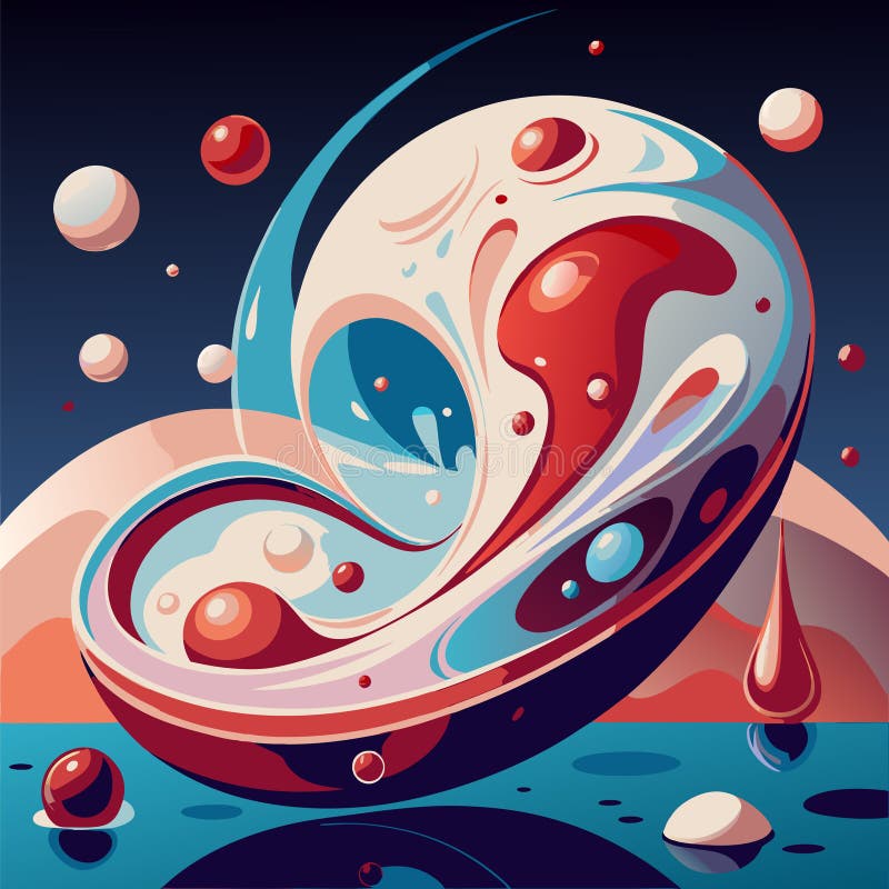 Fluid dynamic abstract art with intertwining liquid forms royalty free illustration