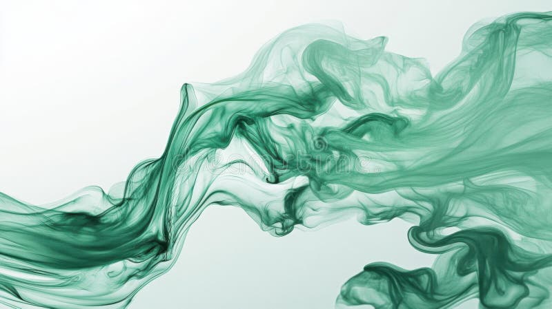 Fluid Green, Abstract Smoke Forms Gentle Waves in Studio Backdrop And Concept stock illustration
