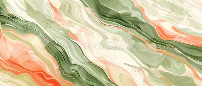 Fluid Green Peach Abstract Marble Swirl Background royalty free illustration