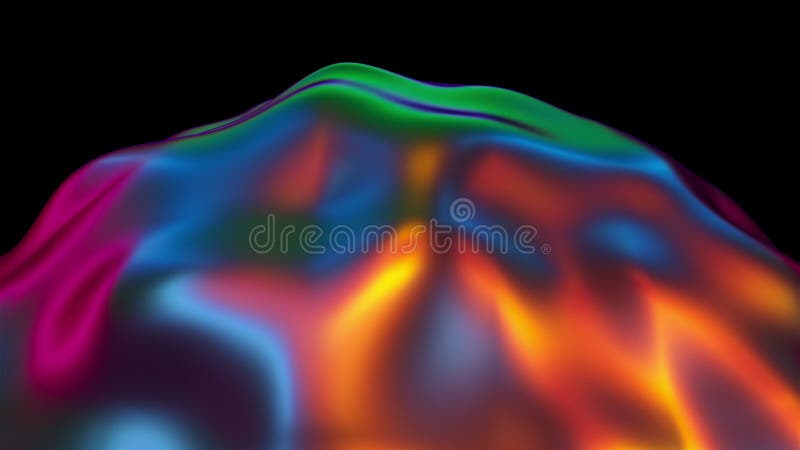 Fluid iridescent blob with a bumpy surface, computer generated, 3d rendering abstract backdrop. stock illustration