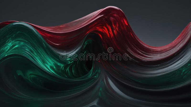 Fluid wave of emerald and ruby blending into a mesmerizing swirl royalty free illustration