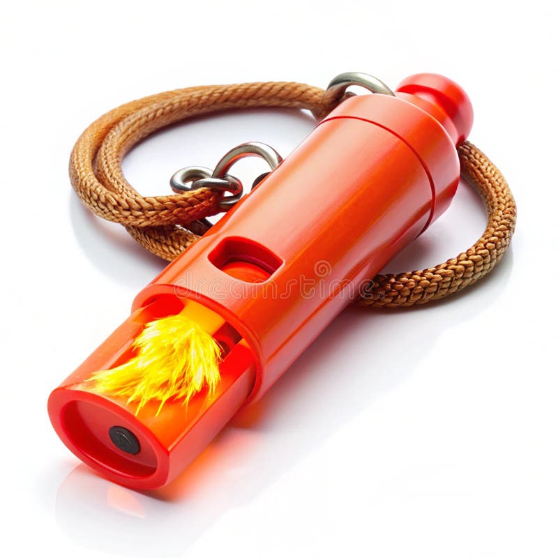 Fluier de supraviețuire din plastic cu un starter de incendiu de urgență vector illustration