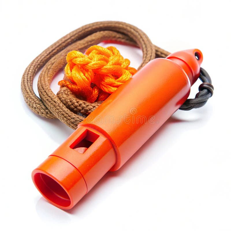 Fluier de supraviețuire din plastic cu un starter de incendiu de urgență vector illustration