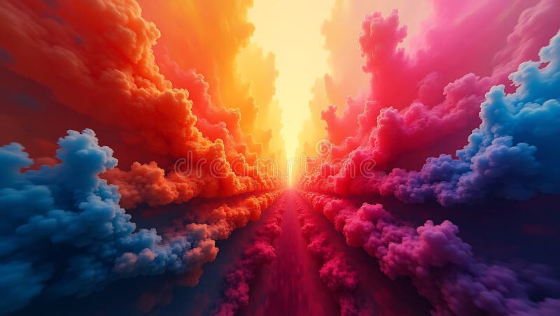 Flujo dinámico de energía mesmerizante en abstracción digital caleidoscópica stock de ilustración