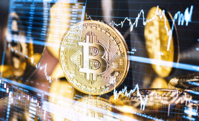 Fluktuera kurs av Bitcoin royaltyfria foton