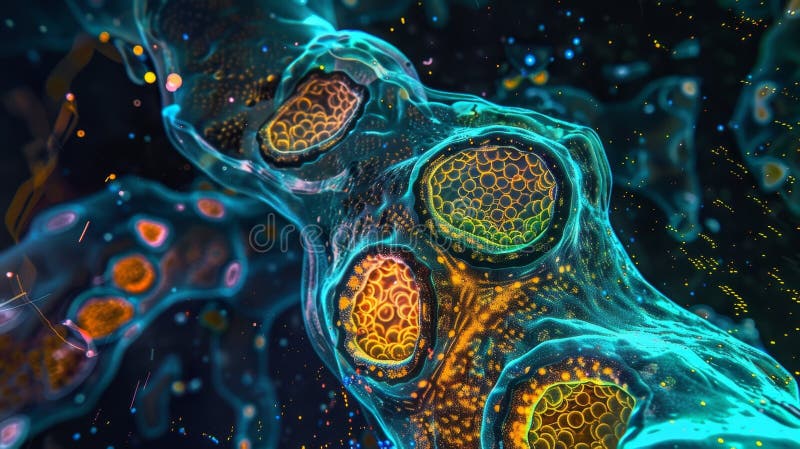A Fluorescence Micrograph of a Cell Undergoing DNA Replication in the S ... Biology Diagrams