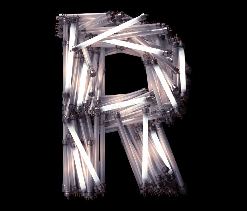 Fluorescent Lamp Font. Letter R Stock Illustration Illustration of