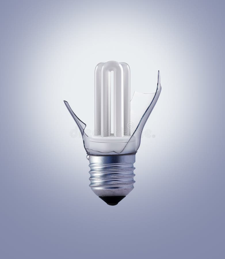 Fluorescent loght bulb inside broken bulb