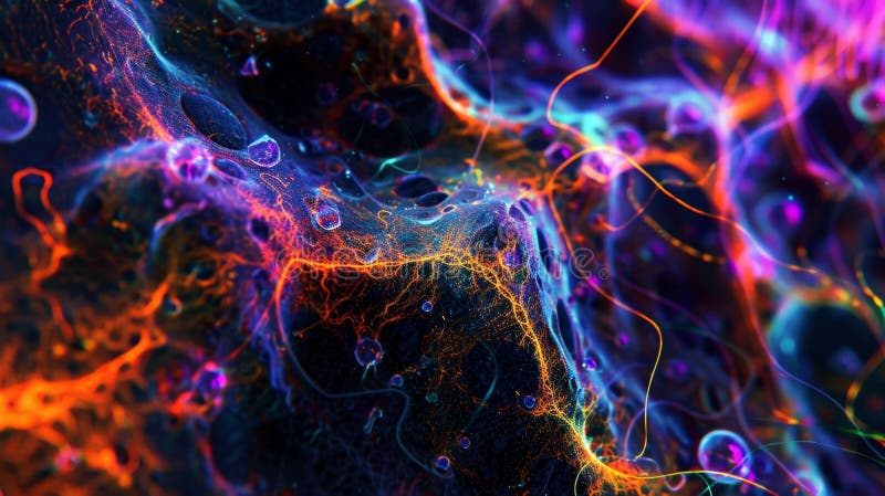 A fluorescentlabeled image of newly synthesized collagen molecules being transported along microtubules towards the stock photo