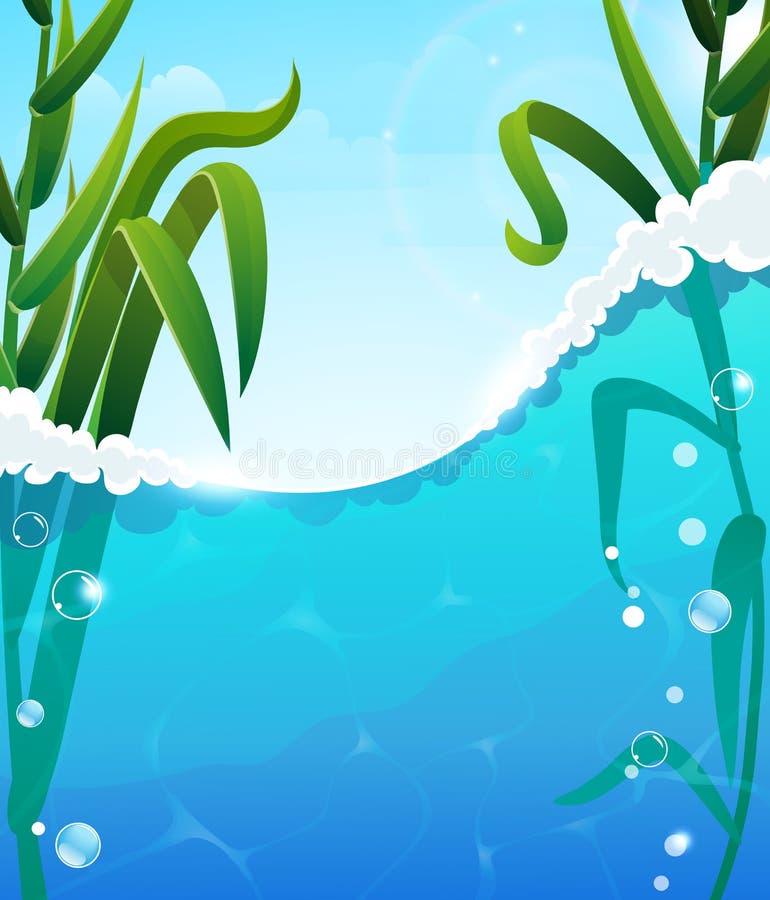 Fluss und Wasserpflanzen lizenzfreie abbildung