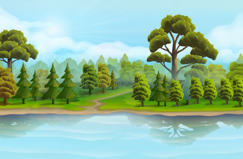 Fluss und der Wald vektor abbildung Fluss und der Wald vektor abbildung